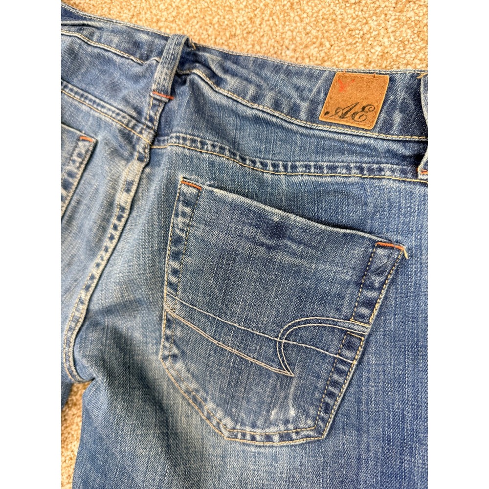 Y2K American Eagle True Boot Blue Jeans Women 0‎ Regular Medium Wash Low Rise